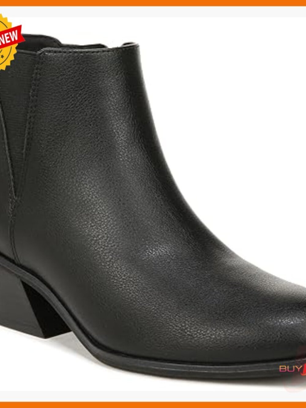 Black Ankle Booties with Block Heel, Side Zipper, Sustainable Materials